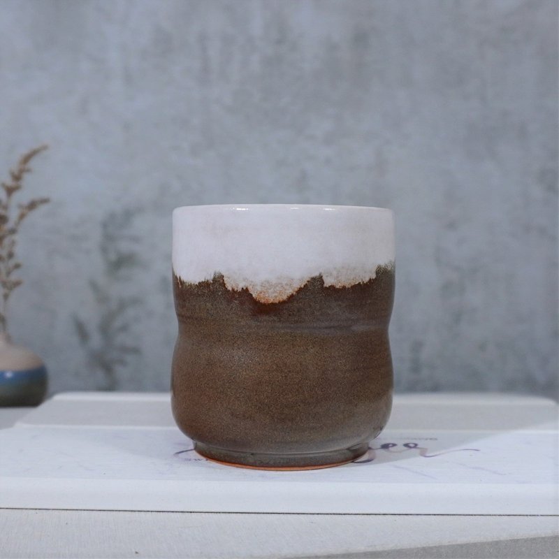 銀梅竹腰身握杯,茶杯,水杯-容量約250ml - 咖啡杯/馬克杯 - 陶 橘色