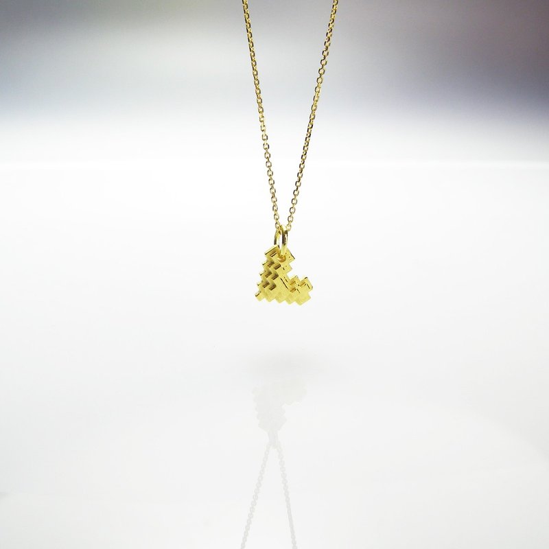 14K & 18K  像素愛心 項鍊 黃K金/白K金/玫瑰金 - 項鍊 - 貴金屬 金色