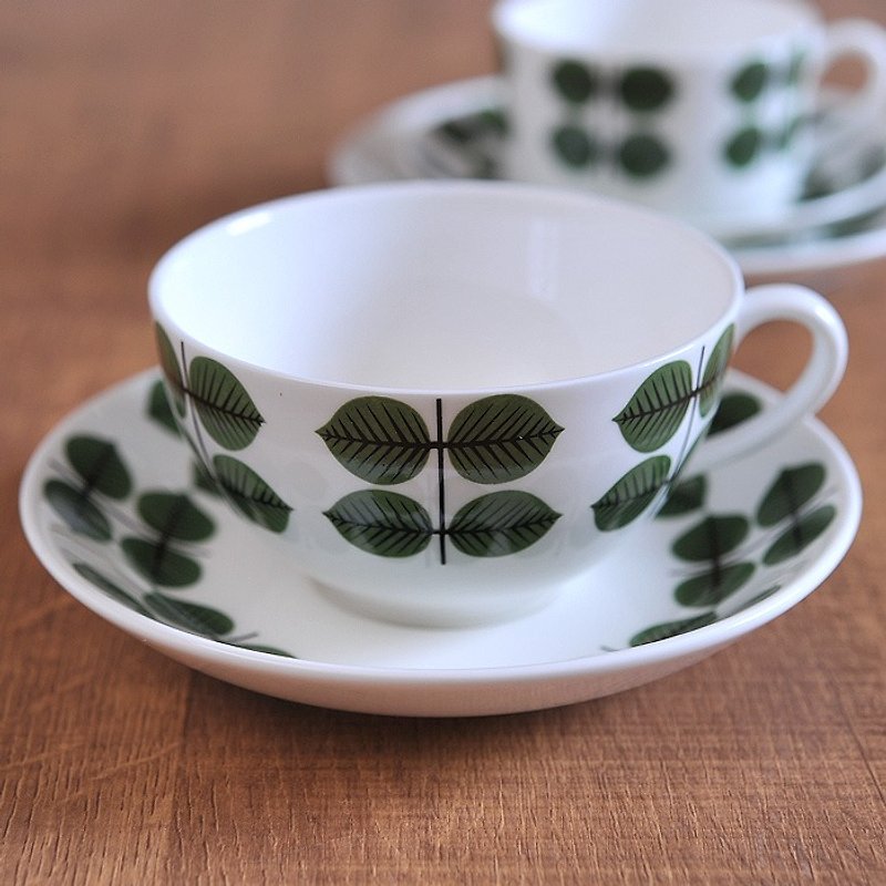 Stig Lindberg Nordic design master BERSA teacup plate set (bone china) - แก้วมัค/แก้วกาแฟ - เครื่องลายคราม สีเขียว