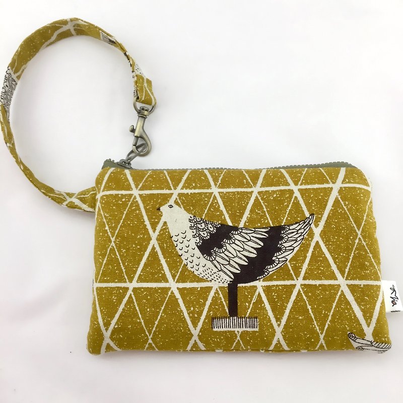 Intellectual bird holding bag--money / cell phone / travel card or credit card--once with - Wallets - Cotton & Hemp 