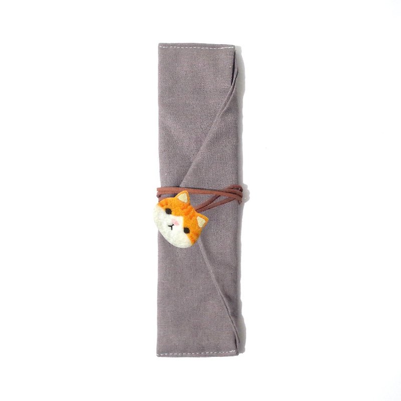 [Q-cute] cutlery bag series - cat head / custom - กล่องเก็บของ - ผ้าฝ้าย/ผ้าลินิน หลากหลายสี
