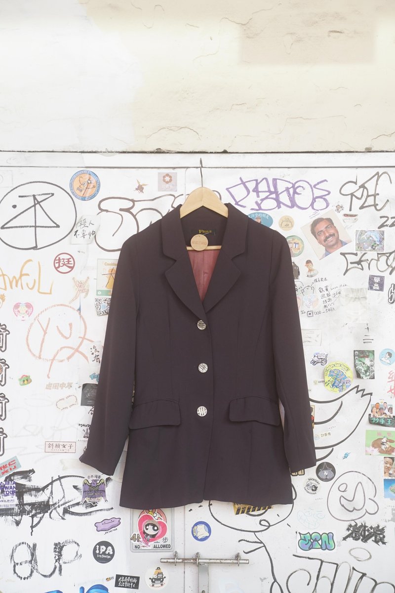 純情百貨行 Vintage 古著 古著外套  西裝外套 葡萄紫外套 SU04 - 女西裝外套 - 聚酯纖維 紫色