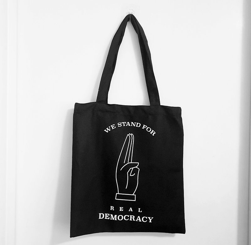 tote bag democracy - Other - Cotton & Hemp Black