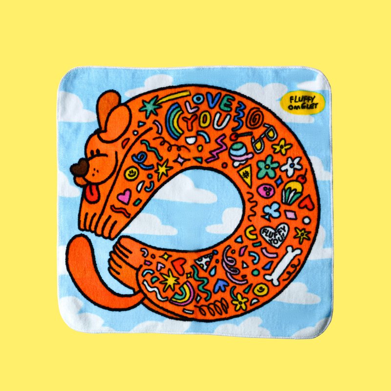 Sausage Dog Face Towel (Handkerchief) - 手帕 - 橡膠 黑色