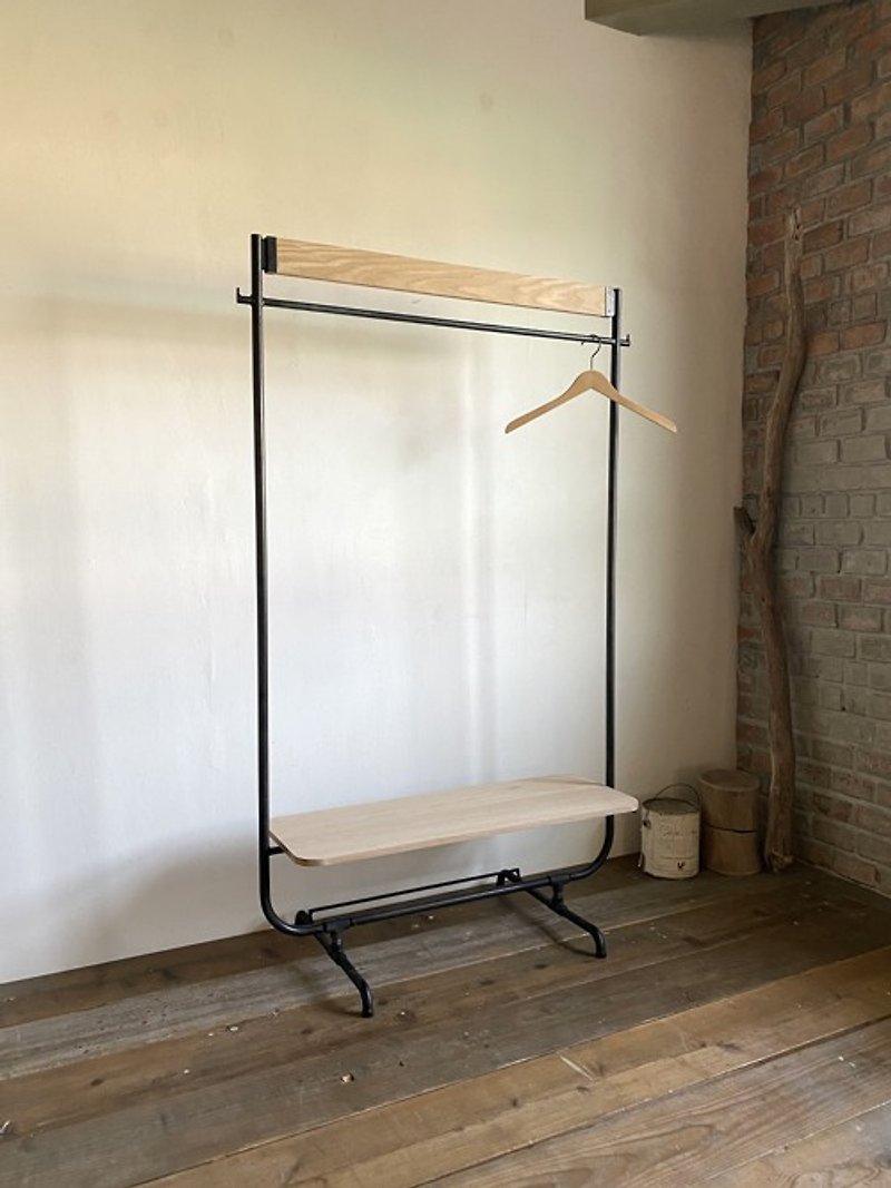 Limited Quantity KN-OTA Foldable Clothes Rack White Oak Solid Wood Industrial Iron Furniture Display Rack - Other - Other Metals 