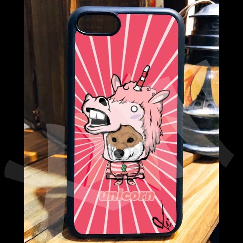 獨角獸 柴犬 狗 插畫 客製 手機殼 iPhone  14 13 12 11 XR 8 7 - 手機殼/手機套 - 矽膠 