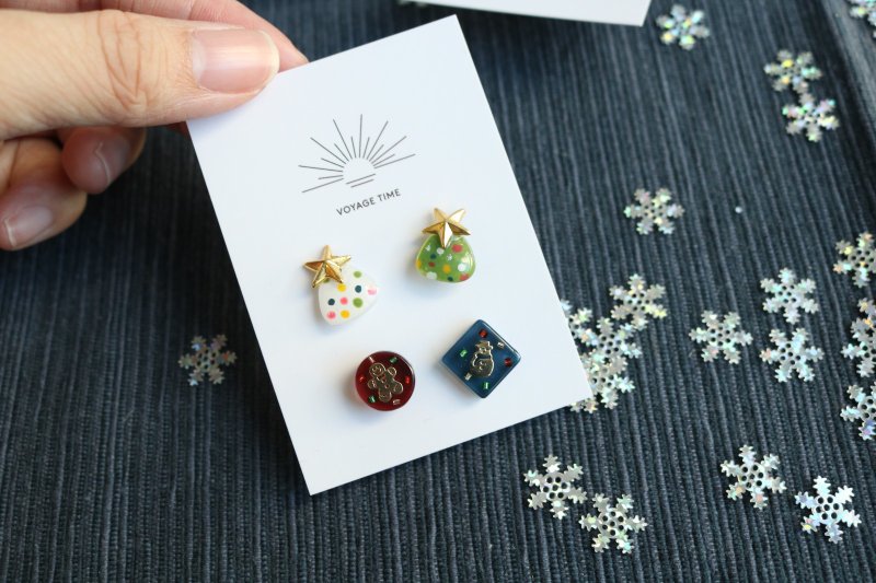 - Christmas Bulb - Christmas gift - sterling silver stud earrings - ต่างหู - เงินแท้ หลากหลายสี