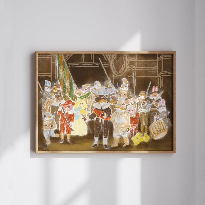 狐吉博物館 Huchii Museum系列 夜巡款 | 插畫A4海報 - 海報/掛畫/掛布 - 紙 