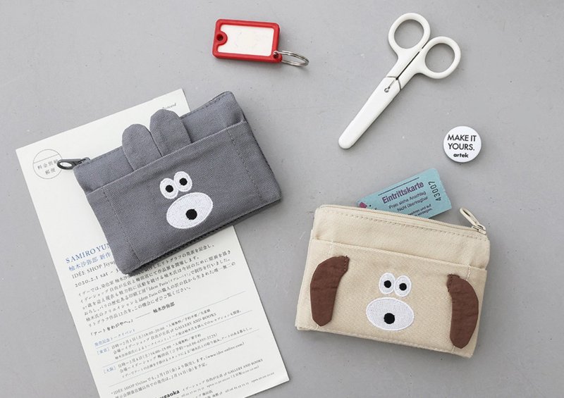 Romane Brunch brother 早午餐兄弟 狗狗兔兔 可摺式 票卡 零錢包 - 零錢包/小錢包 - 棉．麻 