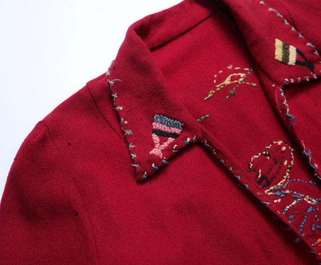 1940年代のメキシカンレッドペザント刺繍ウールスーベニア