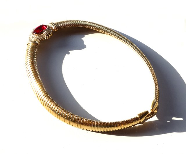 本当に信頼出来る商品 80s Shop - necklace design rhinestone × cabochon red Vintage その他