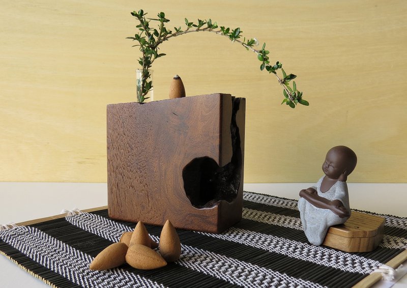 HO MOOD Natural Series—Handmade Backflow Incense Holder (Ya Waterfall-11) - Fragrances - Wood Brown