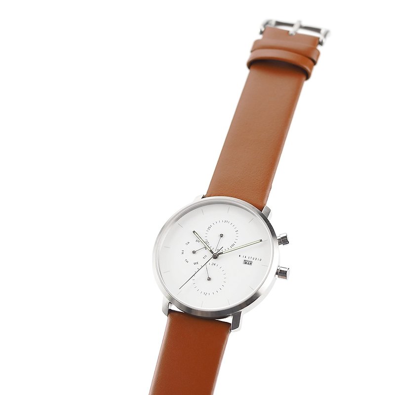 นาฬิกาข้อมือ Minimal Style : MONOCHROME CLASSIC - PEARL/LEATHER (Orange) - นาฬิกาผู้หญิง - หนังแท้ สีส้ม