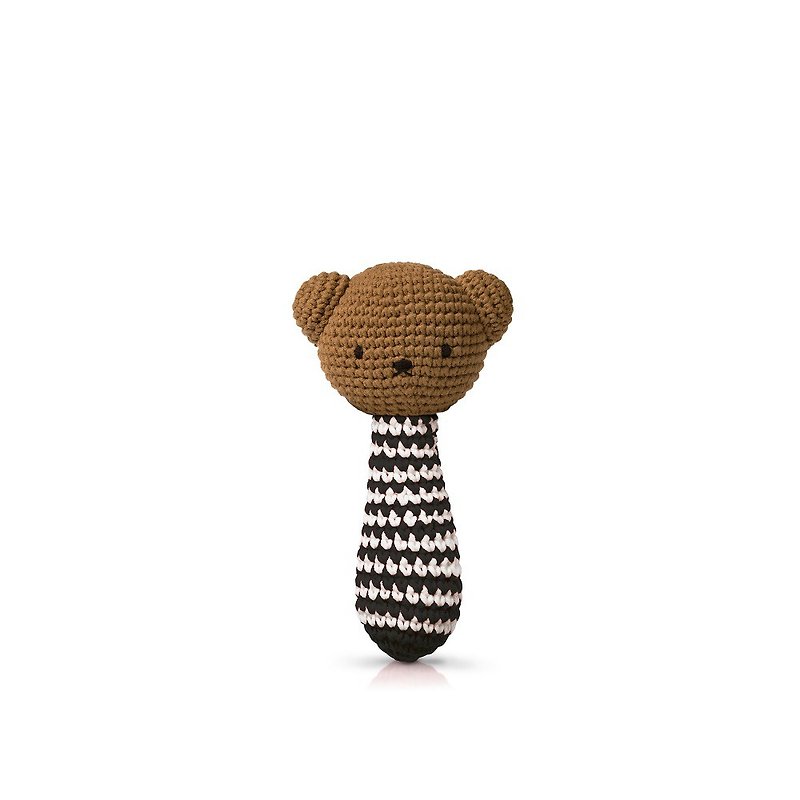 Just Dutch | Boris handmade rattle black striped + music - Stuffed Dolls & Figurines - Cotton & Hemp Black