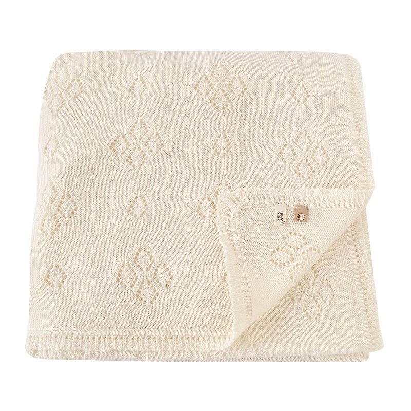 【SISSO有機棉】經典多用途針織毯 - 哺乳巾 - 棉．麻 白色