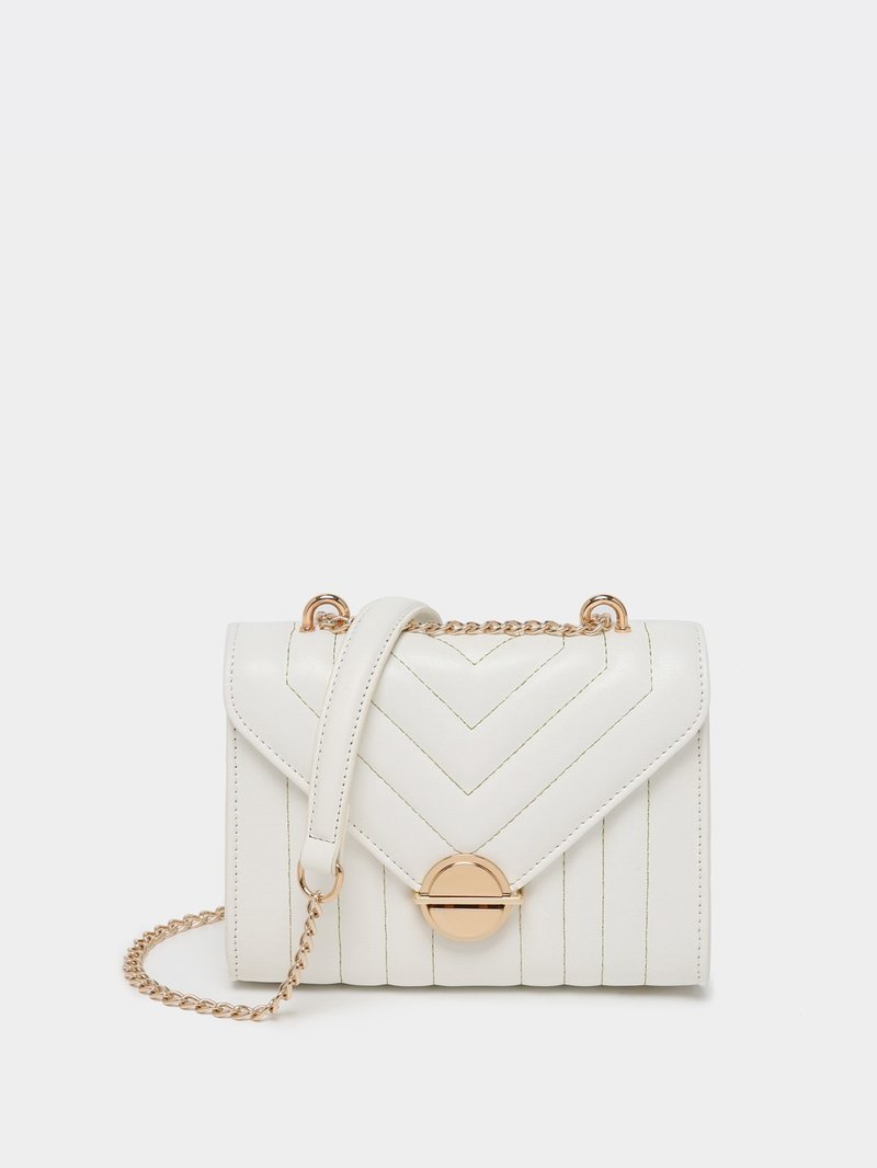 Just Fancy 簡約金屬圓釦側揹袋 - 側背包/斜背包 - 其他材質 白色