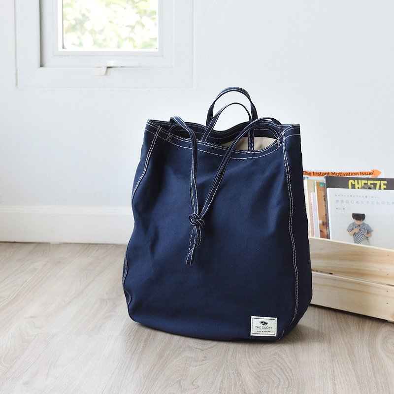Oversize tote - navy blue - Handbags & Totes - Cotton & Hemp Blue