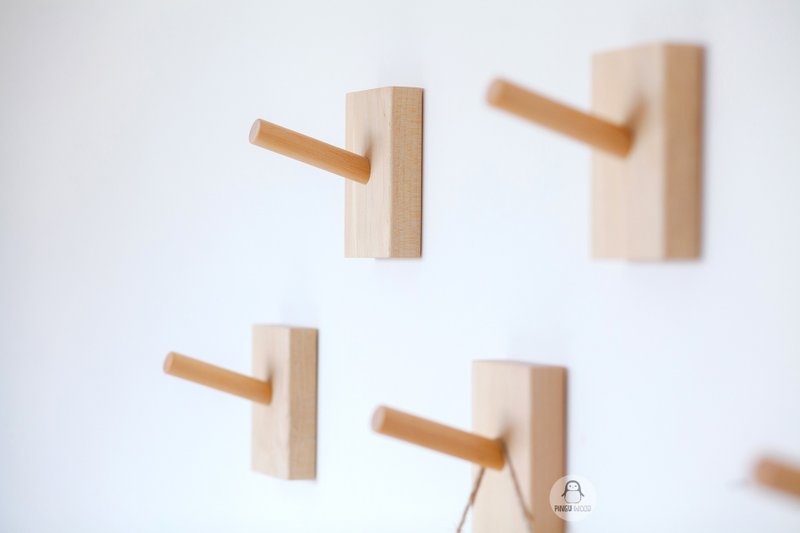 One Wooden Peg Wall Hook, Clothes Hook, Peg Hook, Wooden Hanger - ตะขอที่แขวน - ไม้ 