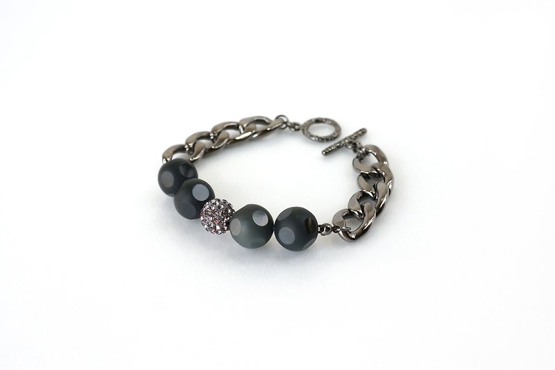 Matte Black Faceted Obsidian Stone Bracelet, Bold Fashion Jewelry - Bracelets - Gemstone Black