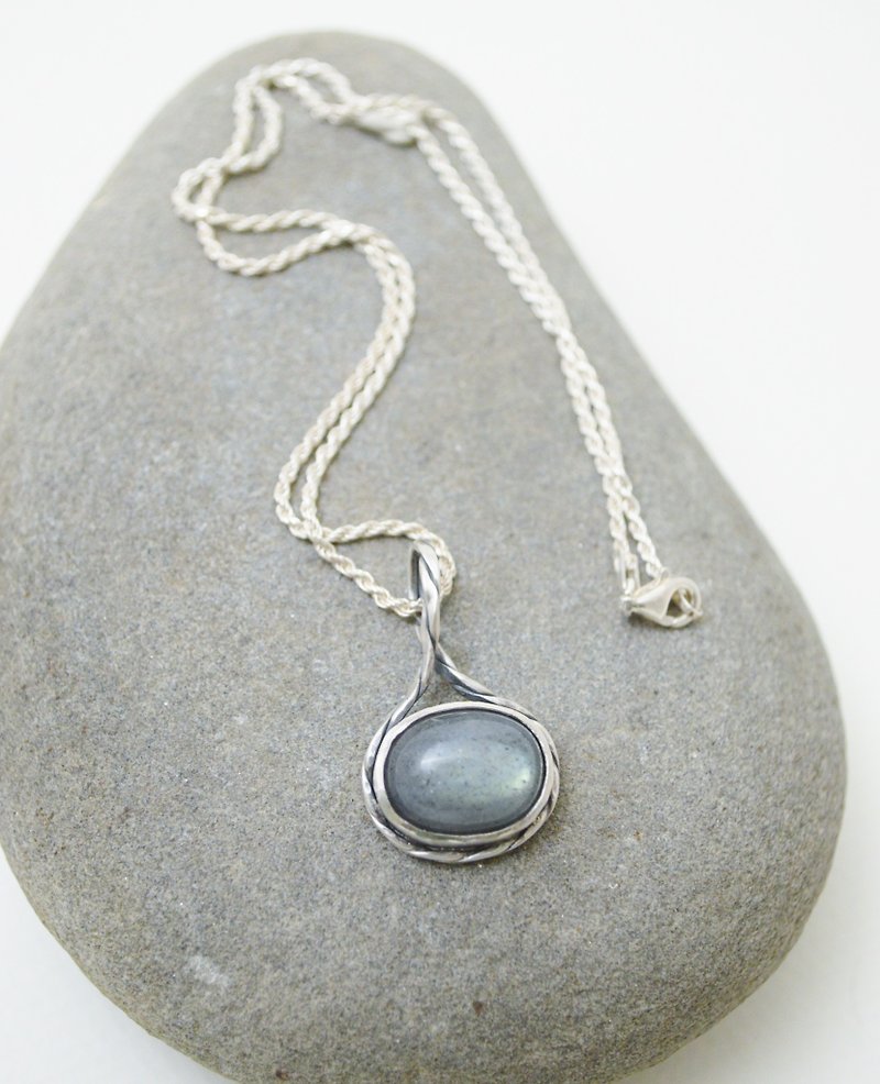 Rope Series‧Labradorite‧Silver Necklace‧I - Necklaces - Sterling Silver Green