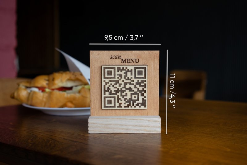 Wooden qr cod sign, QR code menu, QR code menu sign - Other - Wood 