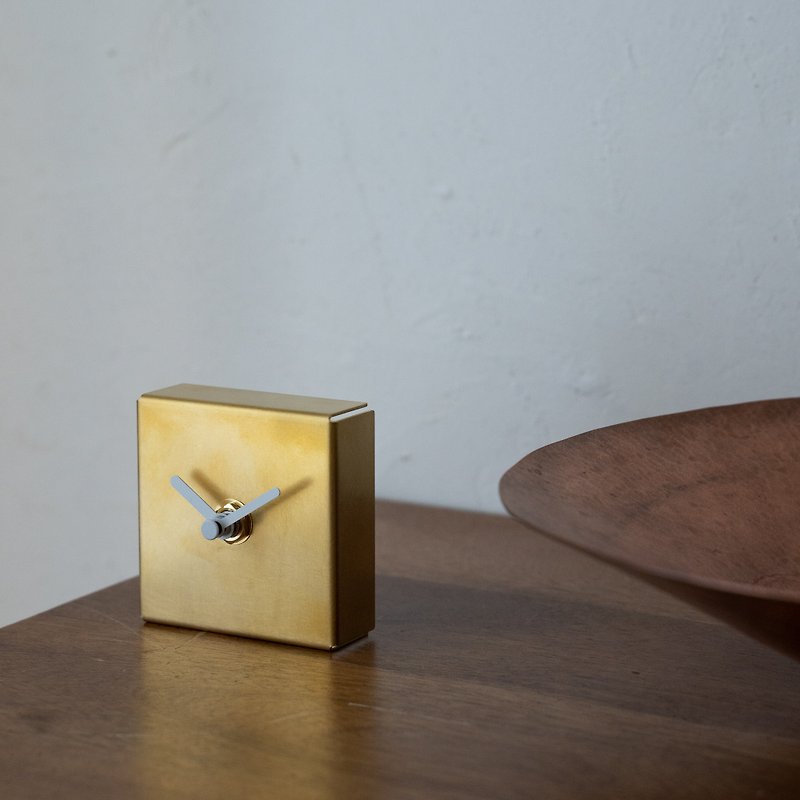 Table Clock Square / Brass Minimal Clock