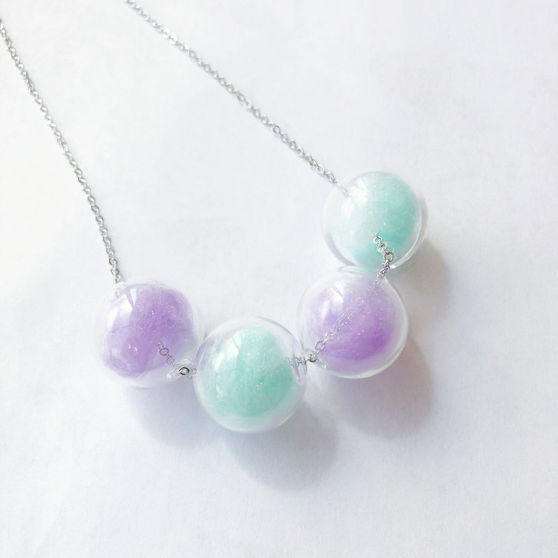 Purple Mint Green Glass Ball Colorful  Necklace Birthday Gift Bridesmaid  - Chokers - Glass Purple