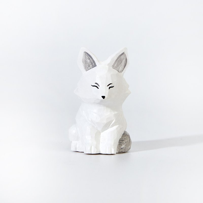 Fofolo 靜靜坐著的北極狐木雕 - 擺飾/家飾品 - 木頭 白色