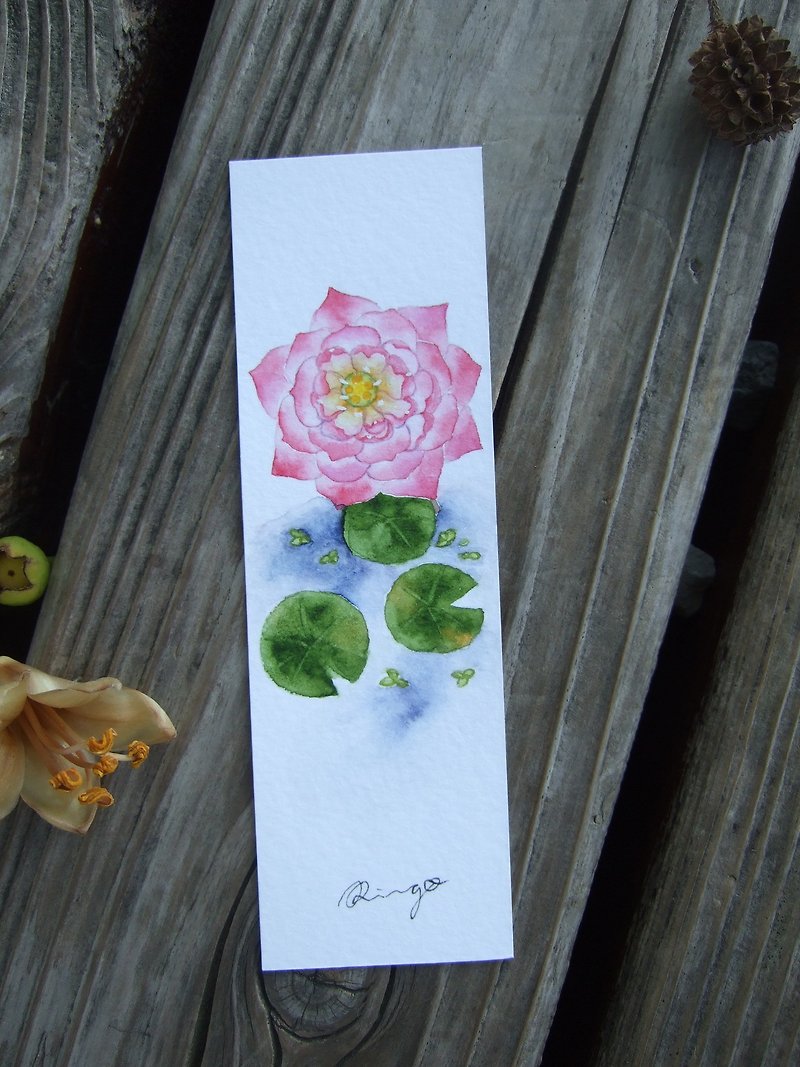 Water Lily watercolor bookmark card (Original) - Posters - Paper 