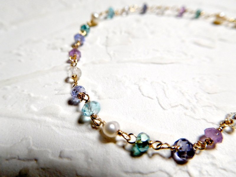 Pack 14K purplish color gem bracelet - สร้อยข้อมือ - กระดาษ สีน้ำเงิน