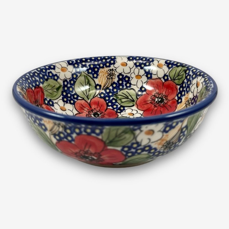 Polish hand-painted handmade pottery - shallow rice bowl 15.5cm quiet bright red series designer model - Bowls - Pottery Multicolor