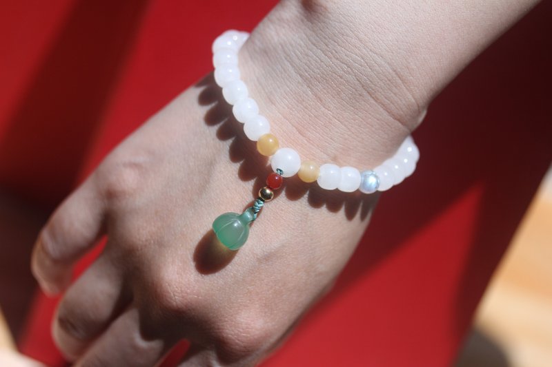 天然和田玉老型珠 手鏈 轉運珠 DIY單圈手串 蓮蓬玉乎原創手作設 - 手鍊/手環 - 玉石 