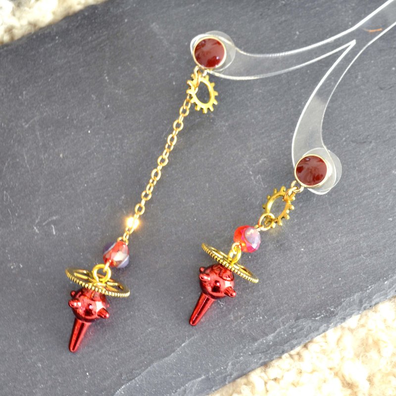 TIMBEE LO Red Planet Meteor Mallet Gear Earrings - Earrings & Clip-ons - Other Metals Red