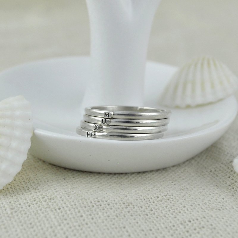 Sterling Silver Hand Stamped Initial Ring - General Rings - Sterling Silver Silver