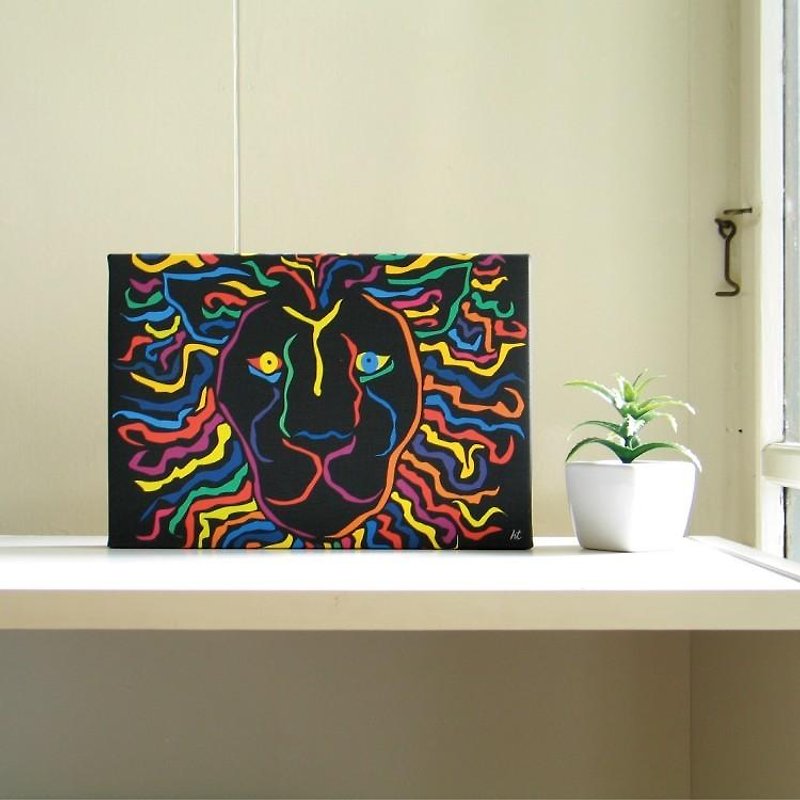 Sophisticated Lion Art: Stylish Blend of Primary Colors Black version SM-01 - Posters - Other Materials Multicolor