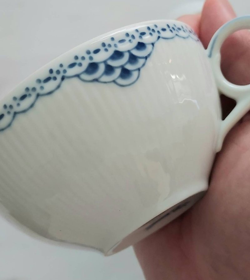 Danish Royal Copengen hand-painted blue bone china cup and plate old brand new capacity 200cc - ถ้วย - ดินเผา สีน้ำเงิน