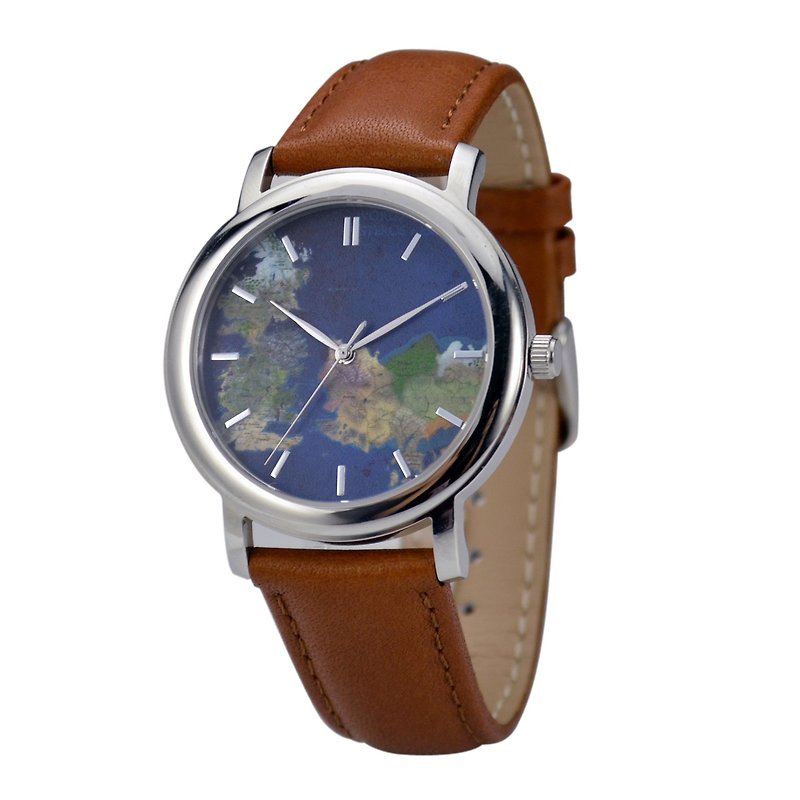 Nameless World View MapWatch-世界中に送料無料 - 腕時計 ユニセックス - 金属 ブルー