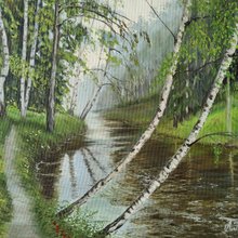 黄金の木々の風景画 8x8インチ オリジナル油絵 秋の森