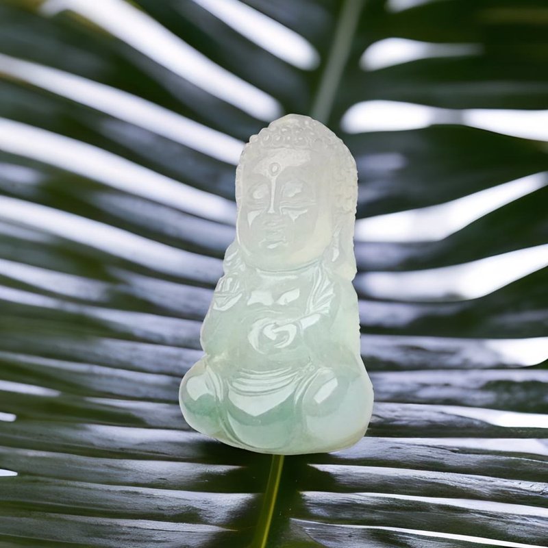 冰種翡翠寶寶佛項鍊 | 天然緬甸玉翡翠A貨 | 送禮 - 項鍊 - 玉石 綠色