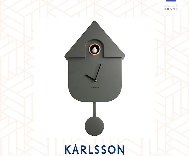 Karlsson, Wall clock Modern Cuckoo Jungle green (Pendulum) - Shop 
