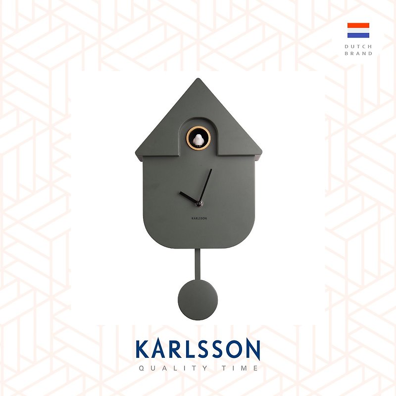 荷蘭Karlsson, Modern Cuckoo 綠色搖擺布谷鳥掛鐘 (整點報時) - 時鐘/鬧鐘 - 塑膠 綠色