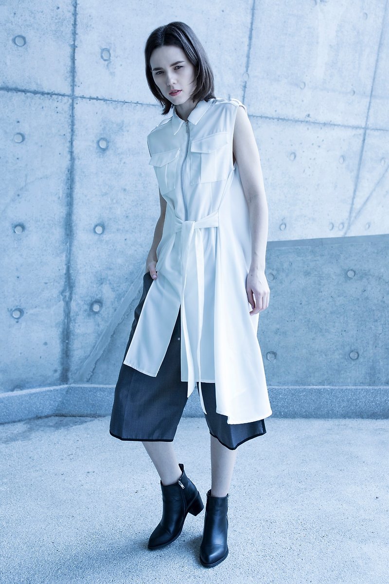 Designer Brand FromClothingOf-Vest Mid-Length Top - Women's Tops - Polyester White