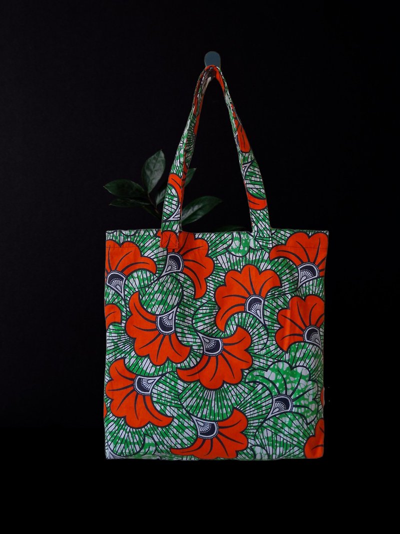 Handmade Summer  African Print Cotton Tote Bag Ankara - Handbags & Totes - Cotton & Hemp Orange