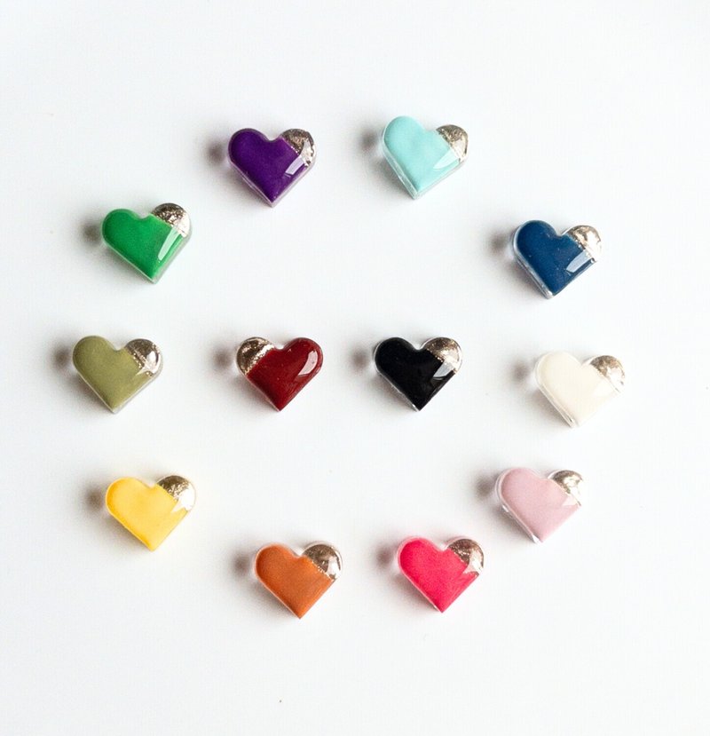 選べる12色 ハート ピアス イヤリング - 耳環/耳夾/耳骨夾 - 樹脂 多色