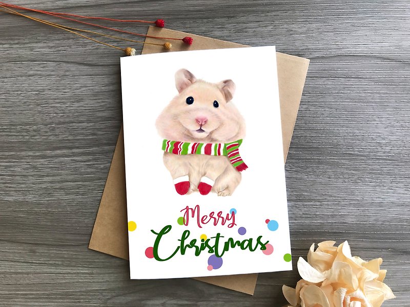 聖誕卡片  屬鼠聖誕卡 耶誕卡片 對摺卡片 - 卡片/明信片 - 紙 白色
