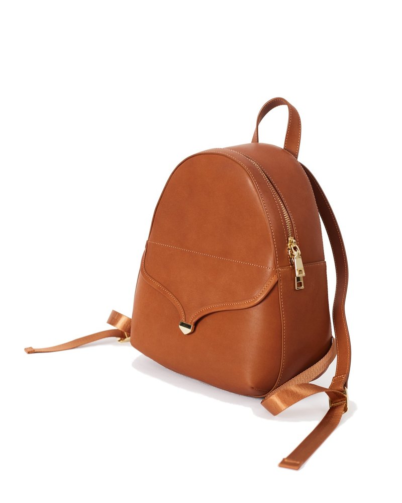 Mojito Backpack Light Backpack Brown Backpack Daily Bag Shoulder Bag Vegetable Tanned Cowhide - Backpacks - Genuine Leather Brown