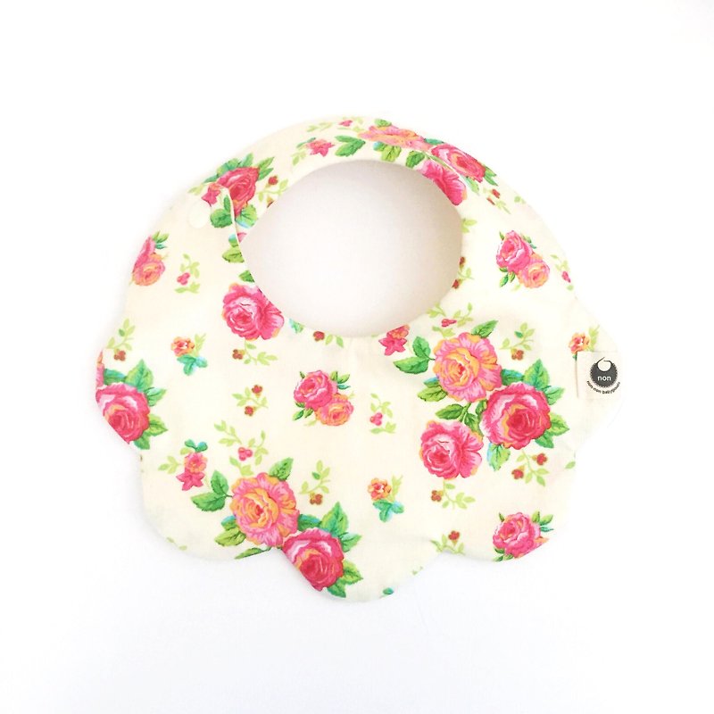 Japanese pastoral flower cotton four-layer yarn saliva towel scarf bib pocket - Bibs - Cotton & Hemp Pink