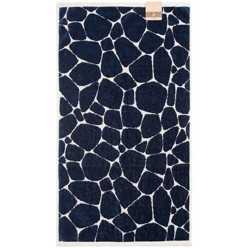 100% Cotton Towel in Giraffe Pattern (Dark Blue and Beige) - Towels - Cotton & Hemp Blue