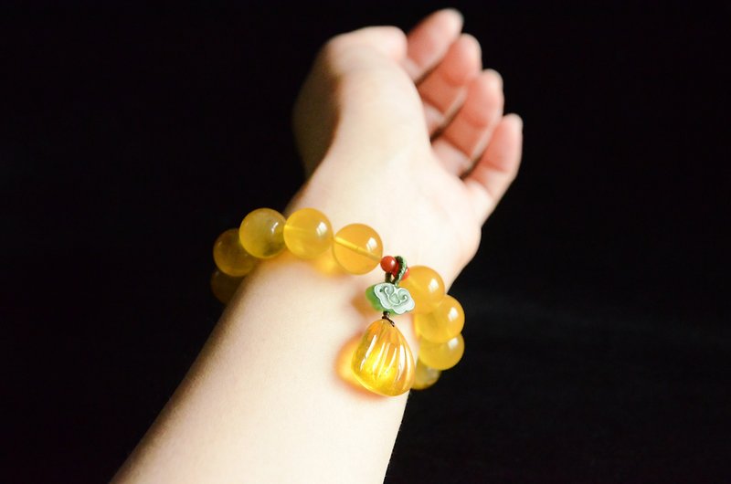 [云忆]Amber Natural Amber Jasper Wishful Bracelet Bracelet - สร้อยข้อมือ - เครื่องเพชรพลอย สีเหลือง