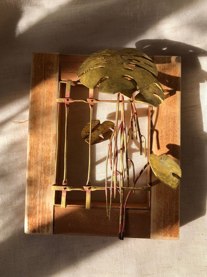 Wall hanging - Turtle taro and iron window grille creation - Items for Display - Copper & Brass 